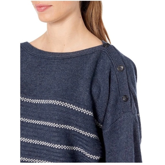 Prana - Navy Striped Sweater Size M - Picture 2 of 8